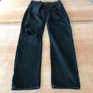 7 For All Mankind Josefina Skinny Boyfriend Jeans Women 24 Black Distressed